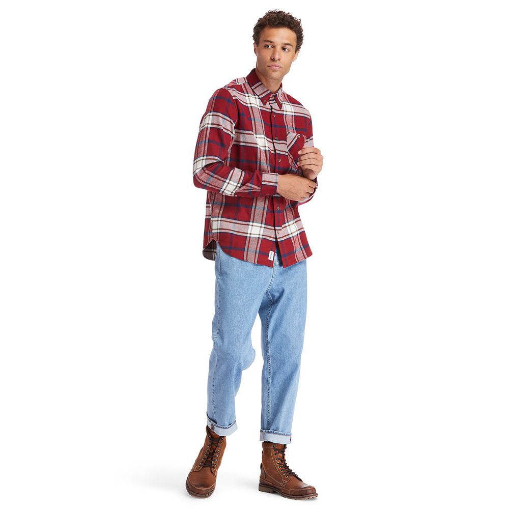 Camisa Masculino - Timberland Back River Heavy Flannel Check - GCOME8709 - Vermelhas/Branco